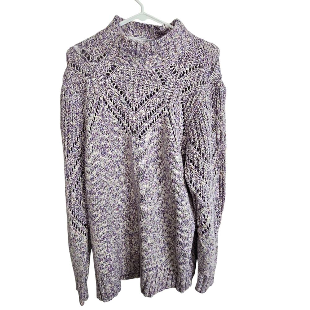 Torrid Sweater Knit Sweater Women 2X Purple Pointelle Sweater Turtleneck Sweater